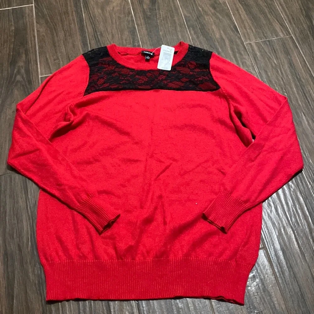 Torrid red with lace sweater
